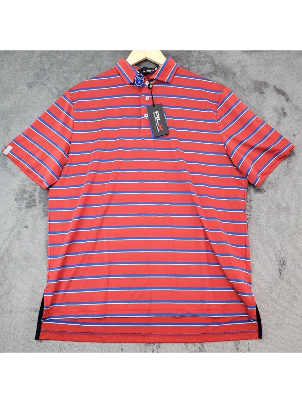 Ralph Lauren RLX Mens Striped Golf Polo Shirt Red Blue $98 Resort Summer Office